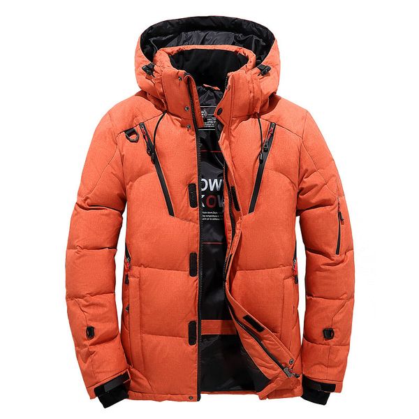 

thick warm men winter jacket coat hooded solid fashion parka windproof casual slim mens overcoat s191128, Black