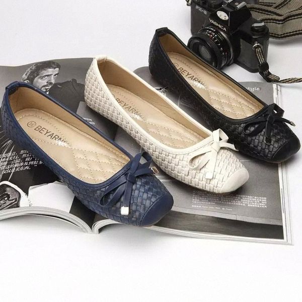 

2018 women bow flat shoes square shallow mouth toe boat shoes slip-on flats loafers comfortable breathable ballerina lazy #9o7m