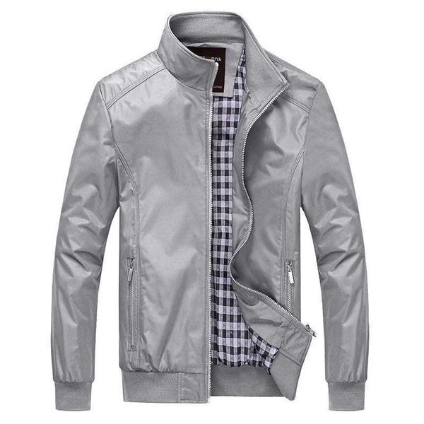 

men jacket spring 2021 autumn solid color stand collar grey casual jackets m-5xl 6xl outerwear men clothing plus size, Black;brown