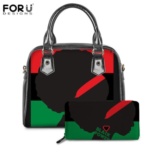 

forudesigns black power pattern ladies daily shoulder/messager/crossbody bag&pure sets african unia flag handbag sac main femme