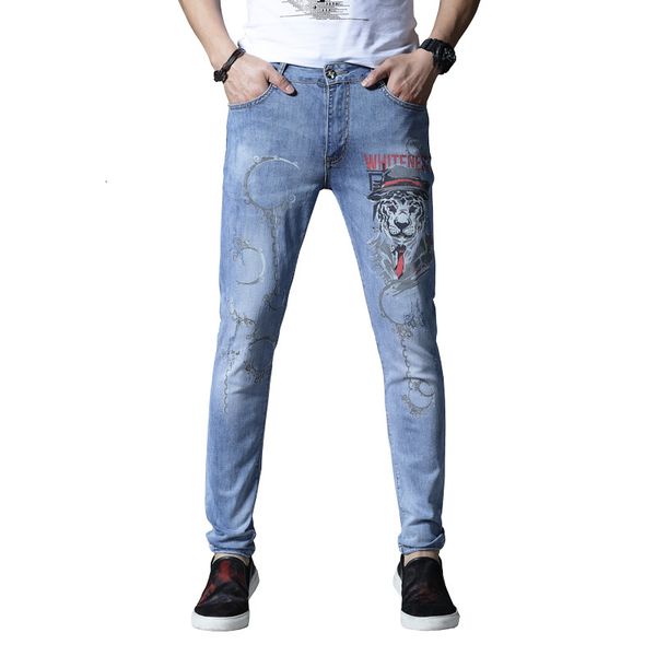 

2021 men's thin denim jeans for elastic pants cotton hip will summer blue spring wofn