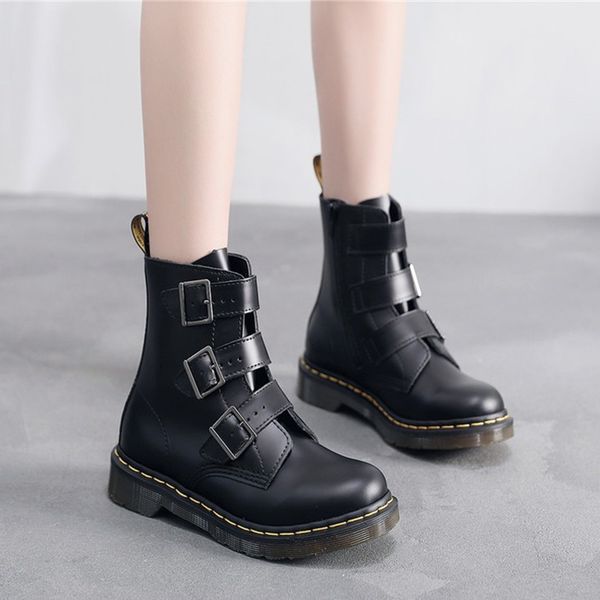 

high women's quality motorcycle leather three buckles new mujer boots voi8, Black