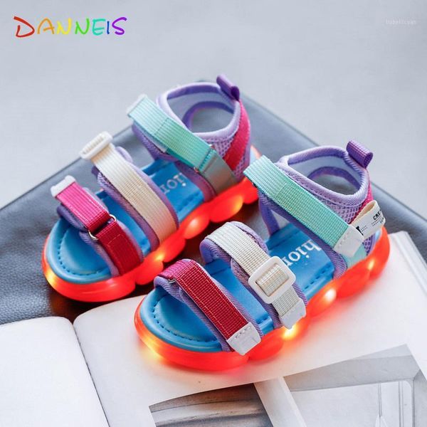 

2020 summer new color children sandals girls soft bottom beach shoes boys fashion hollow led light shoes casual toddlers slipper1, Black;red