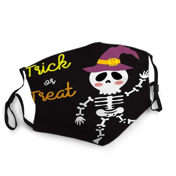

reusable face shield mouth mask cute halloween in trick or treat skeleton wearing witch hat