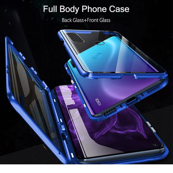 

360 magnetic metal glass case for huawei p40 p30 p20 mate 30 20 honor 20 30 pro 10 lite wmtxnq