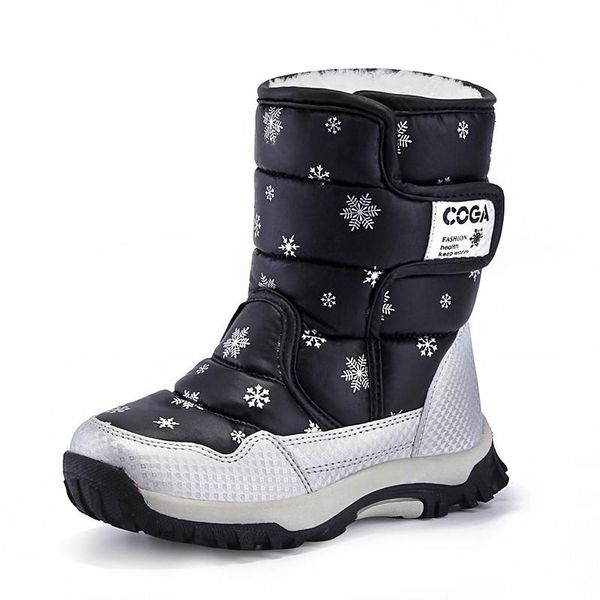 

2020 winter kids boots for girls boots snow parent-child shoes warm plush soft bottom children pink snow for girls 9905, Black;grey