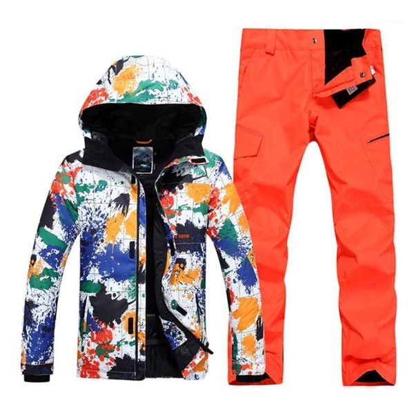 

skiing jackets gsou ski suits for men snowboard jacket and pants orange snow waterproof warm skiwear1
