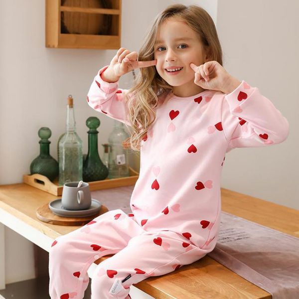 Adorável um pijama de macacão de um pedaço para meninas macio algodão quente manga longa sleepwear outono inverno crianças desgaste casa roupas 201104