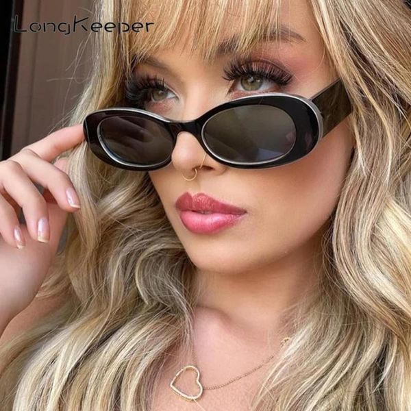 

LongKeeper 2021 New Fashion Vintage Small Oval Sunglasses Women Brand Leopard Sun Glasses Men Retro Shades UV400 Oculos Feminino, White;black