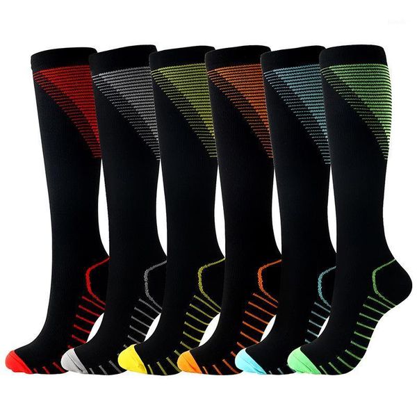 

running socks men fashion nylon breathable wicking winter sports hiking ski bike football compression cycling socks calcetines1, Black
