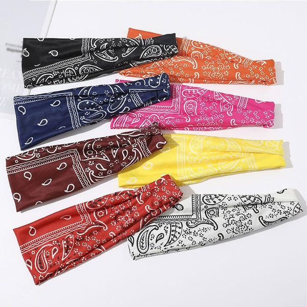 

summer orchid cashew flower twist women headband elastic hairband sport yoga turban wide headwrap bandage sweat hair accessories q jllleo