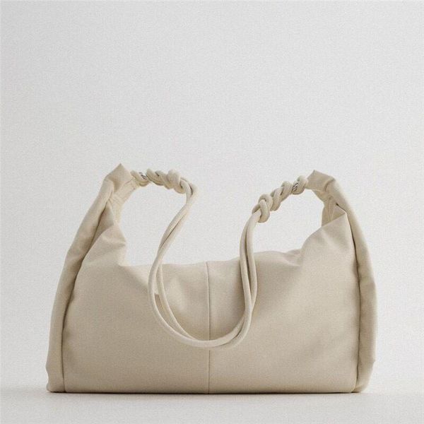 

cross body 2021 fashion big leather bag side folding decoration one shoulder large capacity shopping lady