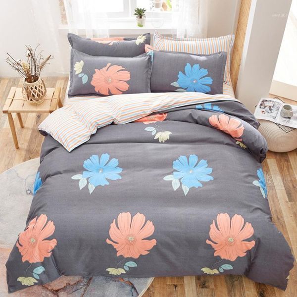 

bedding sets geometric floral 4 in 1 set polyester duvet cover simple modern flat bed sheet pillowcases single  king1