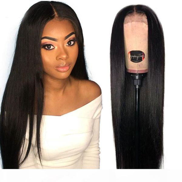 

invisible lace human hair wig glueless real virgin brazilian straight transparent hd full lace straight wigs for african american, Black;brown