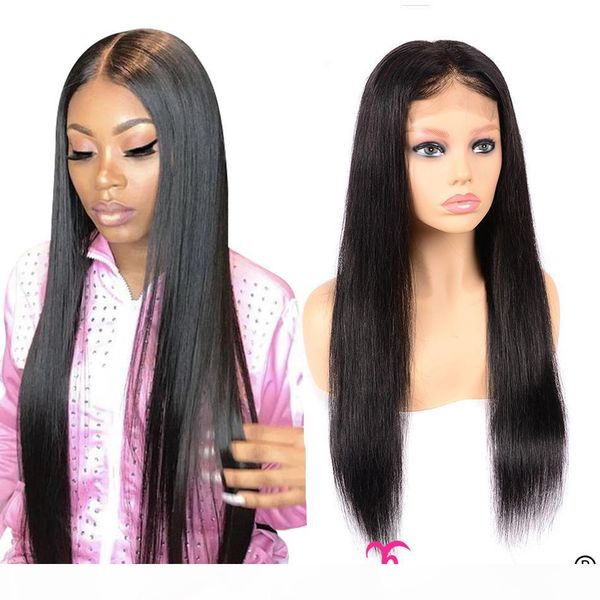 

перуанские волосы фронт шнурок человеческого прямо объемная волна парики человеческих волос закрытие парик 150% плотность 26 дюймов natural, Black;brown