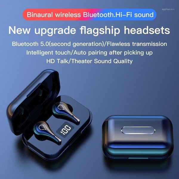 

tws bluetooth earphones wireless headphones bluetooth 5.0 sports waterproof earbuds headset microphone led display 9d stereo1