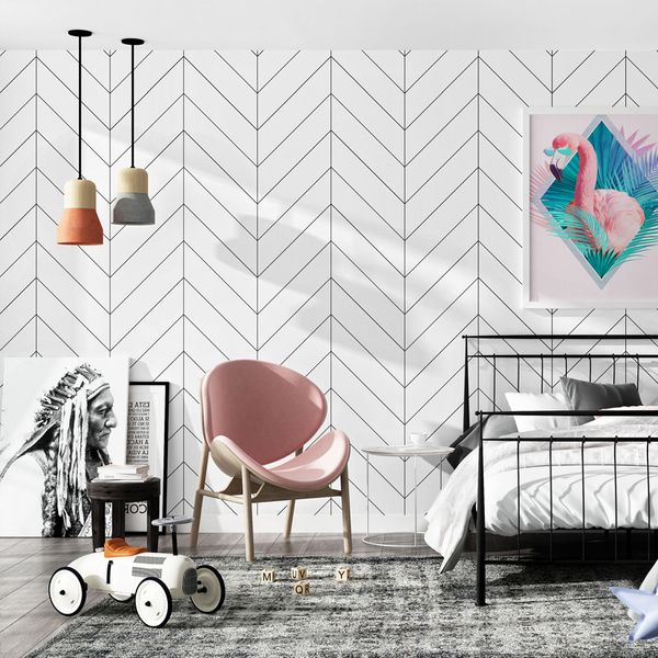 Nordic Arttapete Modernes einfaches geometrisches Muster Vertikale Streifen Bekleidungsgeschäft Schlafzimmer Wohnzimmer Hintergrund Wand-Papier