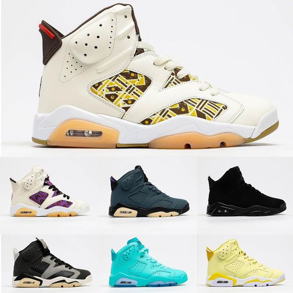 

new 6 quai 54 mens basketball shoes women sneakers trainers smoke grey 6s gs floral jumpman sports size 36-46