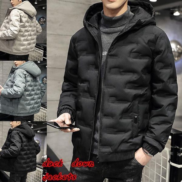 

men's light duck down jacket fashion warm hooded coats casual outoutwear youth fashion coats 1, Black