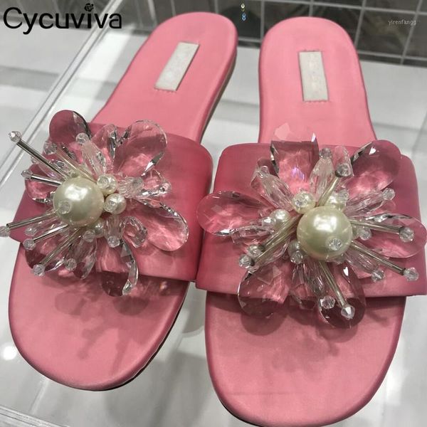 

rhinestone flip flops flat beach shoes slippers women pink stain pearl flats mules 2020 fashion casual woman summer shoes1, Black