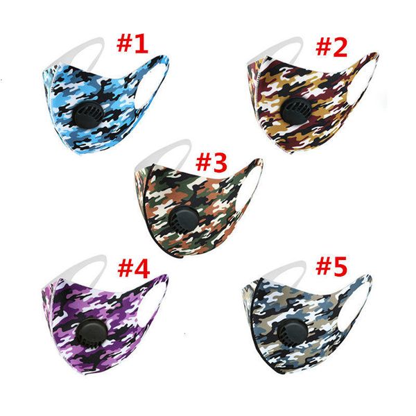 

face valve mask dust with respirator protective washable reusable anti fog camo ice silk cotton mouth masks 100pcs t1i2169