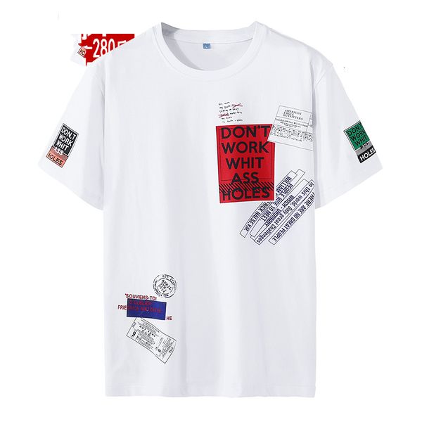 

2021 new hio hop releases male t-shirts fashion summer short black sleeve white shirt in addition to asian oversize -6xl 7xl 8xl 9xl r4c2, White;black