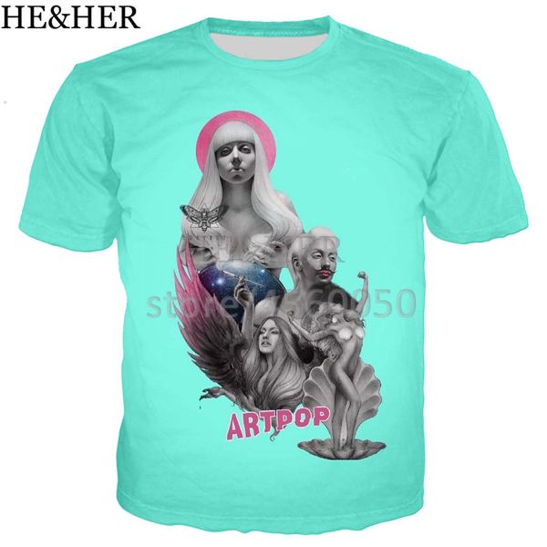 

new popular star lady gaga 3d print shirts funny humor horror men clothing