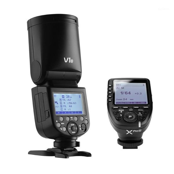 

godox v1s wireless 2.4g camera flash speedlite speedlight round head fresnel zoom for cameras+xprosl wireless trigger1