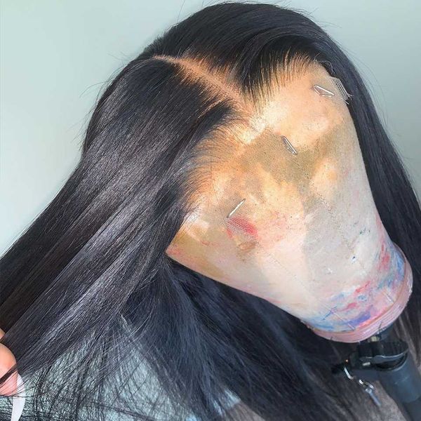 

4x4 short bob wig 150% lace closure human hair wigs for women straight hair pre plucked remy brazilian pre plucked slove rosa, Black;brown