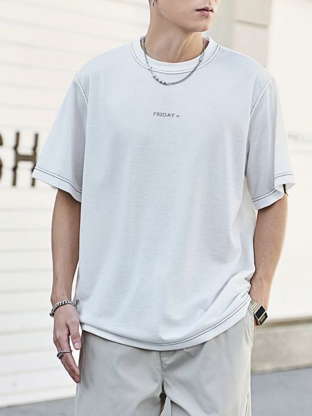 

men letter pattern tee m2jc#, White;black