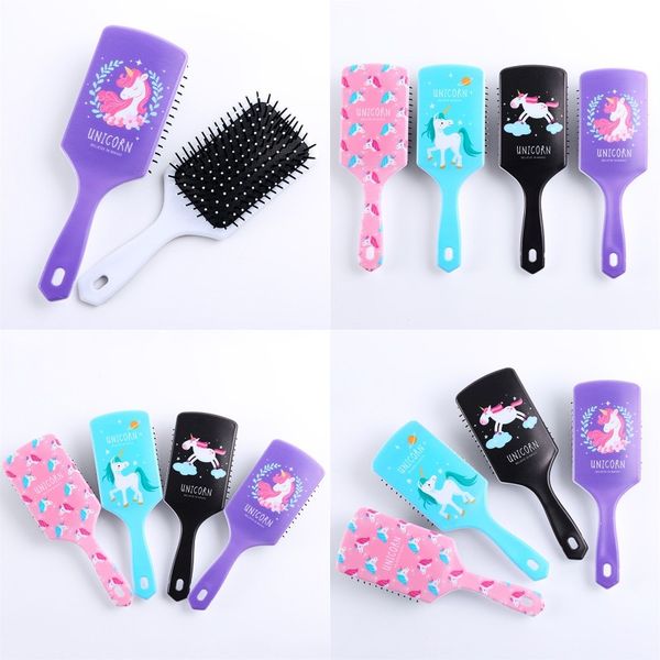 

square unicorn cartoon comb air bag massage hair brush plastic anti knot static wooden combs multi function home styling tools 4 6dh b2