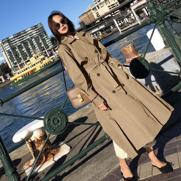 

temperament long windbreaker w2581, Tan;black