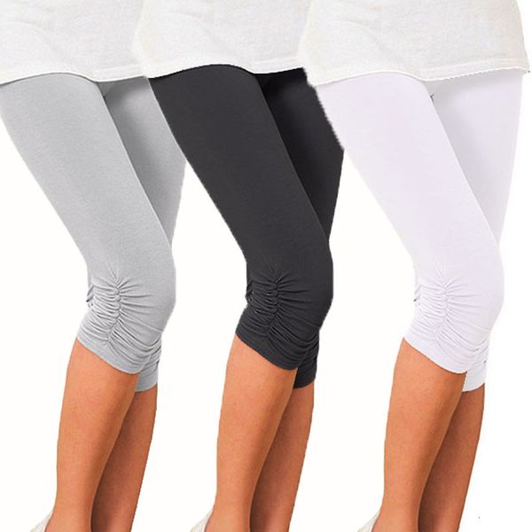 

высокая талия push up фитнес леггинсы crop широкий waistband велоспорт короткие гетры тренировки беговая для женщин обучение поножи, Black