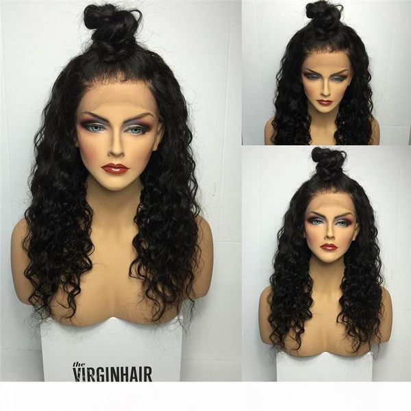

brazilian hair loose curly full lace human hair wigs for black women glueless full lace wig with baby hair lace front wigs, Black;brown