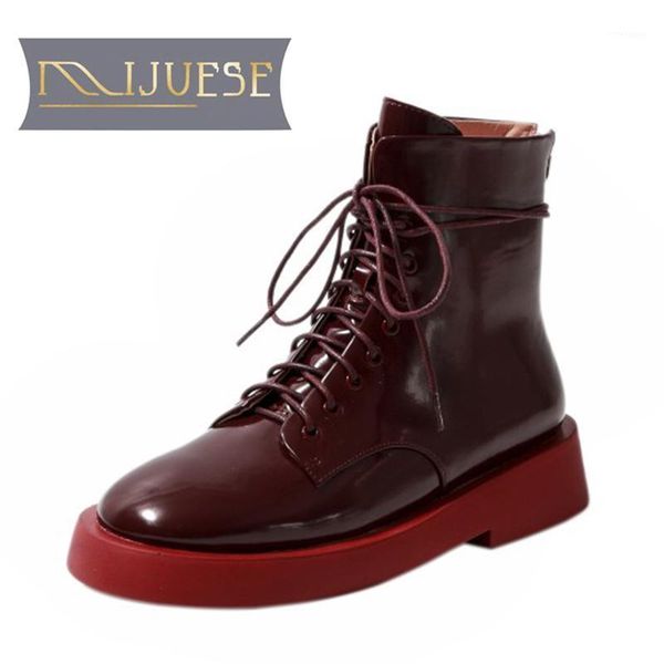 

boots mljuese 2021 women soft ankle cow leather zippers winter short plush round toe high heels women1, Black