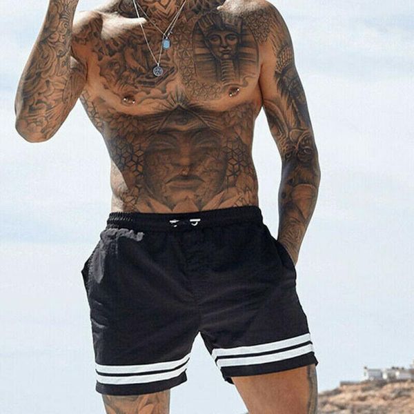 

2019 fashion men's shorts gym jogging running training sports wear boxer beach short1, White;black