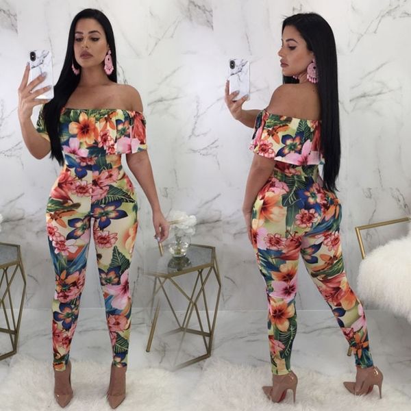 

rci1z such fashion model printing fashion one-collar jumpsuit such popular model printing popular one-collar jumpsuit body clothes, Gray