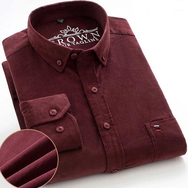 

100% cotton plus size 7xl corduroy shirt mens casual long sleeve regular fit business dress shirts for male comfortable pocket1, White;black