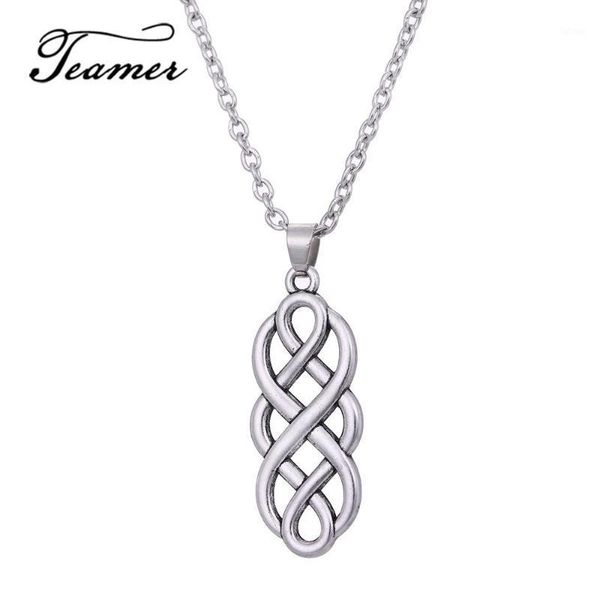 

teamer antique silver color necklace women simple vintage knot braid pattern necklaces adjustable link chain ah1114951