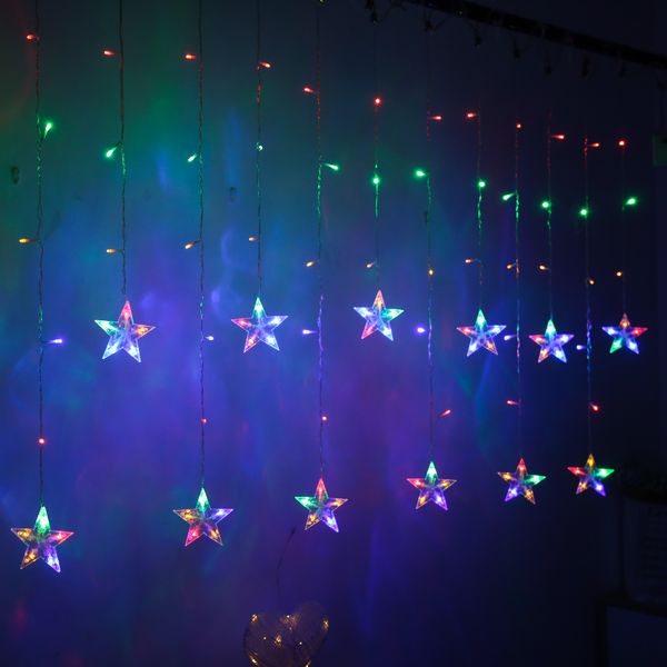 

star string lights 108l small five-star curtain lights 2.5 meters high 1/0.7 meters christmas decoratio