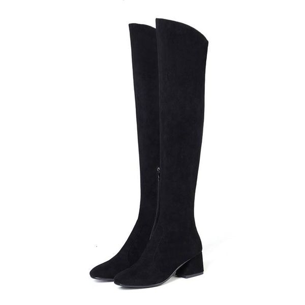 

new women's 2021 autumn and winter size 34-43, toe, high boots, mtch, Black