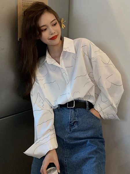 

women's blouses & shirts white long sleeve shirt design sense minority women spring 2021 korean retro hong kong style loose top