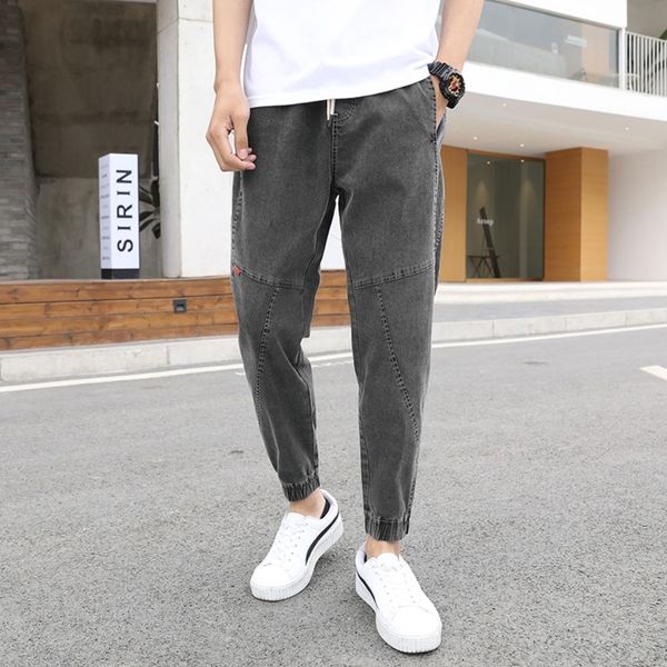 

zmtyj nine-point jeans men's thin loose nine-point casual korean style student harem men's trendy nine pants pantscasual nine nint, Blue