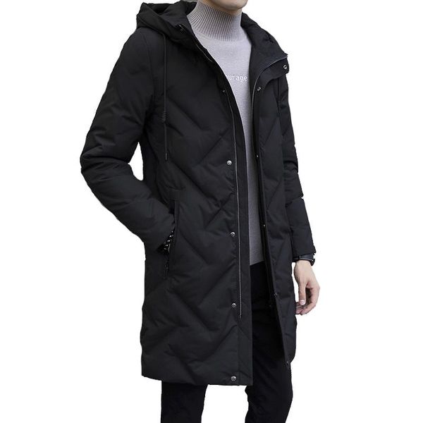 

down jacket men's new x-long hooded winter thick warm down coat, Black