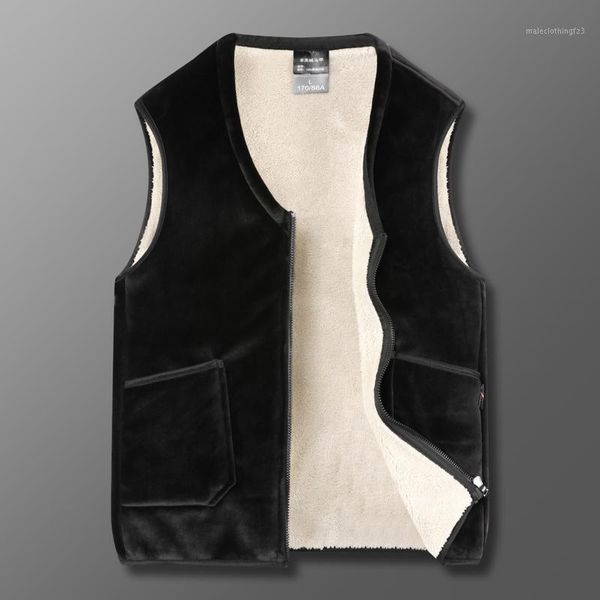 

men's vests jacket men vest sleeveless mens autumn 2021 soft warm waistcoat fleece jackets male big size outdoor casual1, Black;white