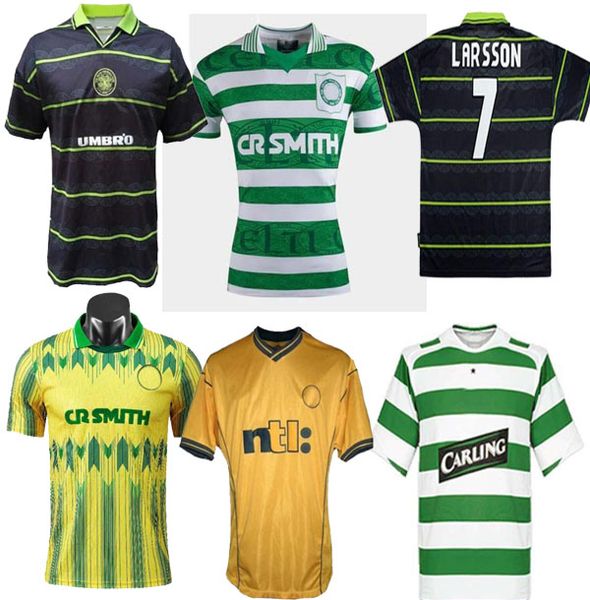 

celtic retro 2005-07 1991-92 soccer jerseys larsson nakamura burley keane classic the celts vintage football shirt, Black;yellow