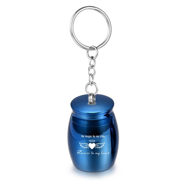 

30x40mm cremation pendant urn for ashes pet/human angel wings alumium alloy mini memorial urn keychain funeral jar, Silver