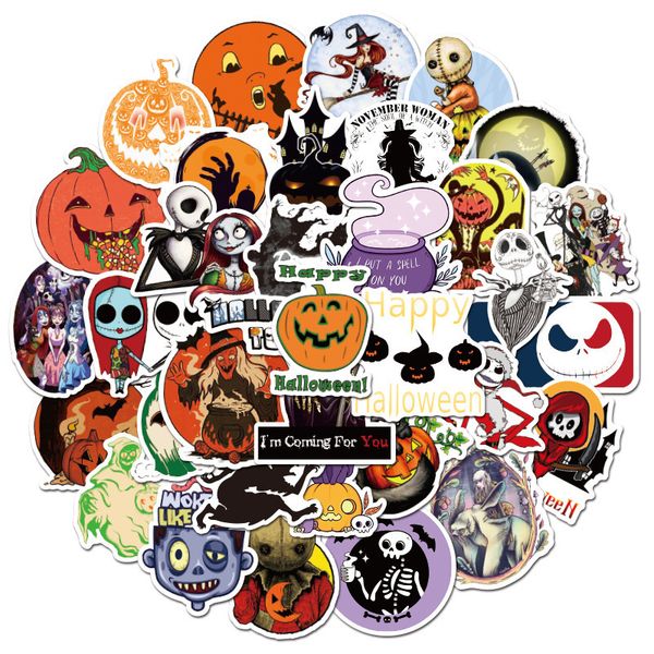 

50pcs halloween the nightmare waterproof before christmas sticker for luggage bicycle scrapbooking laptoys stickers