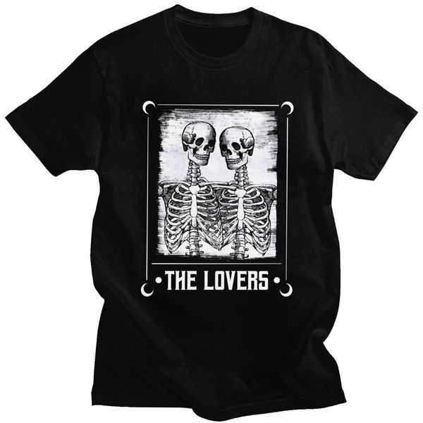 

sport novelty death tarot card tshirt men o-neck short sleeve the lovers skeleton casual t-shirt 100% cotton slim fit tee shirt gift