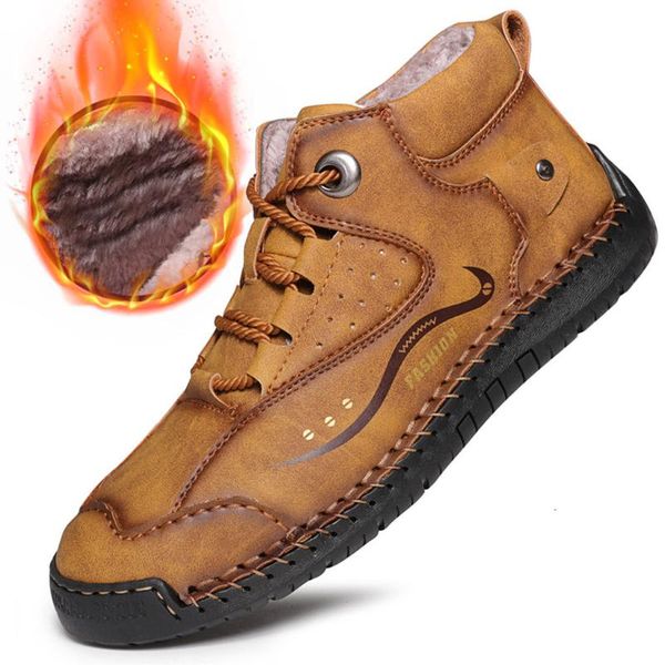 

men's large size british style plus velvet flats winter warm hand-stitched casual shoes comfortable lazy shoes sapato masculino, Black